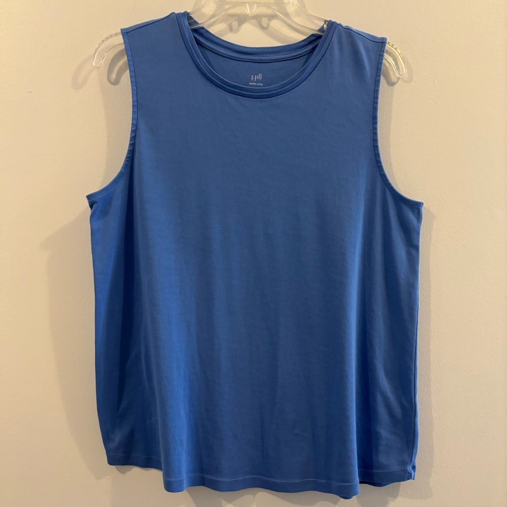J Jill Perfect Pima Shirttail Sleeveless Tee M Cornflower Blue